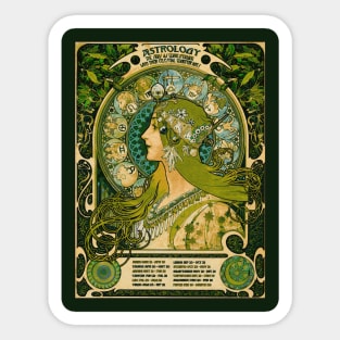 Emerald Green Astrology Poster | Alphonse Mucha Sticker